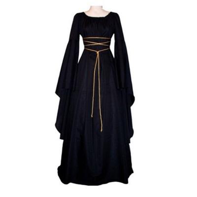Cosplay šaty Zvonový rukáv Vintage Měkké Jednobarevné Velká manžeta Maxi šaty pro