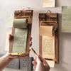 Vintage Hanging Memo Clipboard, Roll Paper Blank Memo Pad, Wooden Message Board for Notes & Reminders Non-pasteable