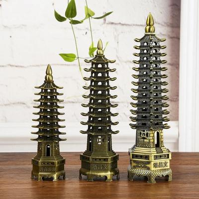 13/18CM Feng Shui 9 Katlı Alaşım 3D Model Çin Wenchang Pagoda Kulesi El Sanatları Heykeli Hatıra Ev Dekorasyonu Metal El Sanatı