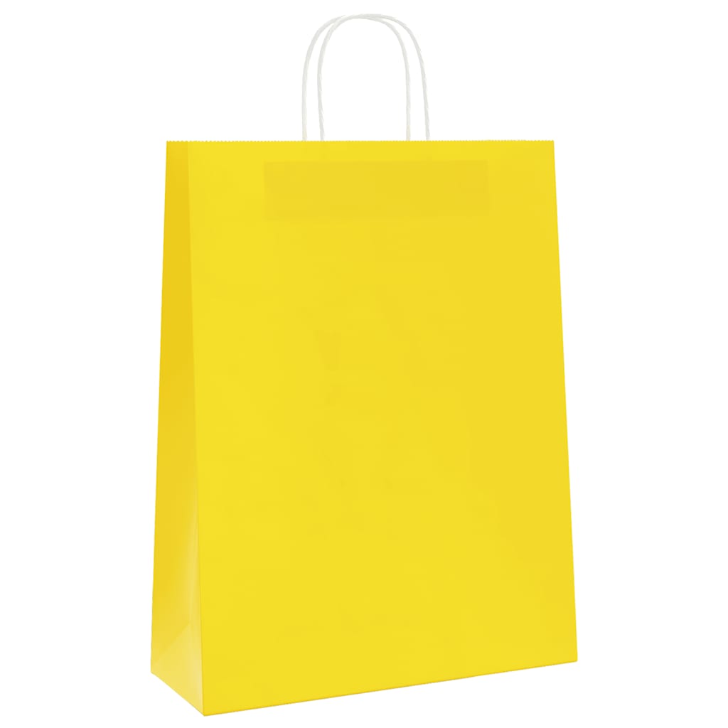 Paper Shopping Bags 250 pcs with Handles Yellow 32 x 12 x 42 cm