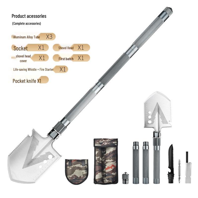 "Multifunctional Folding Engineer Shovel - Portable, Durable Manganese Steel for Outdoor Use"
