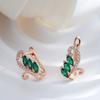 Luxury Green Natural Zircon Drop Earrings For Women  Rose Gold Color White Stone Daily Easy Matching Fine Jewelry Gift