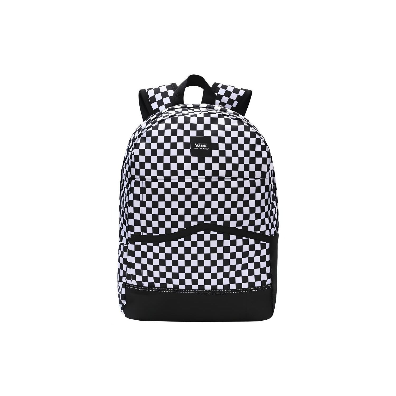 Vans Classic Black And White Checkerboard Large Capacity Polyester And Cotton Backpack Unisex Backpack VN0A5FHWHU0 Black