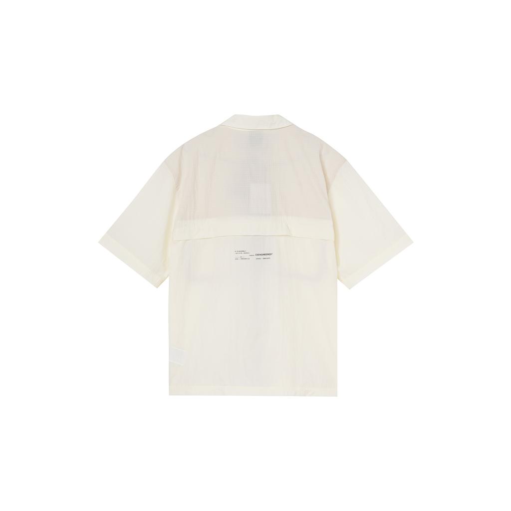 Jordan Camicia a Maniche Corte con Tasca 3D e Zip Tinta Unita Uomo Top Bianco DX9650-113