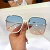 Vintage Rice Nail Square Sunglasses Round Face Ladies Anti-ultraviolet Sunglasses Big Frame Sun Glasses  Para