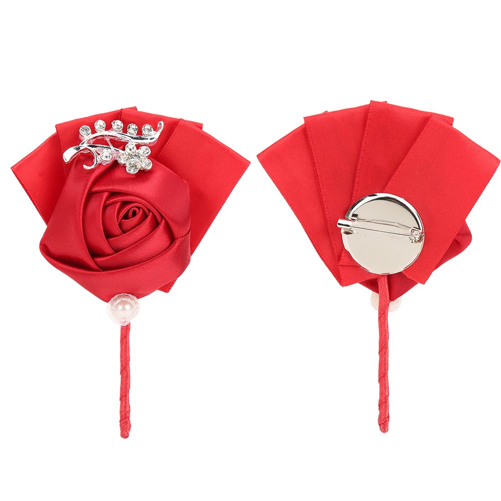 4Pcs Exquisite Ribbon Wedding Corsage Brooch Bridesmaid Artificial Chest Flower Accessories