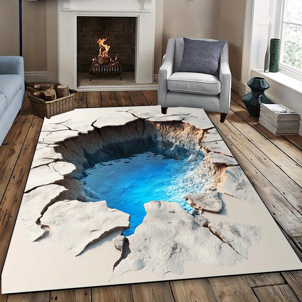 

Desert Cracks Blue Water Rug,Washable Large Area Mat Living Room Terrace,Bohemian Home Decor Gift with Nature Inspired Design 50x80cm