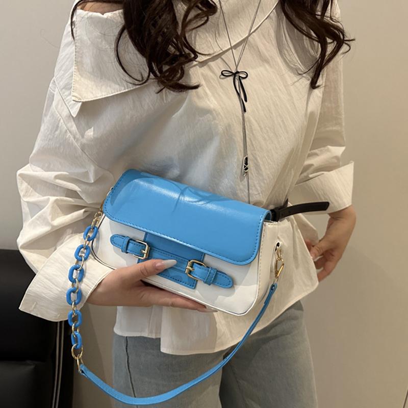 Yogodlns  New Fashion PU Leather Shoulder Bags for Women Simple Chain Handbags Crossbody Messenger Small Square Bags Casual Underarm Bag