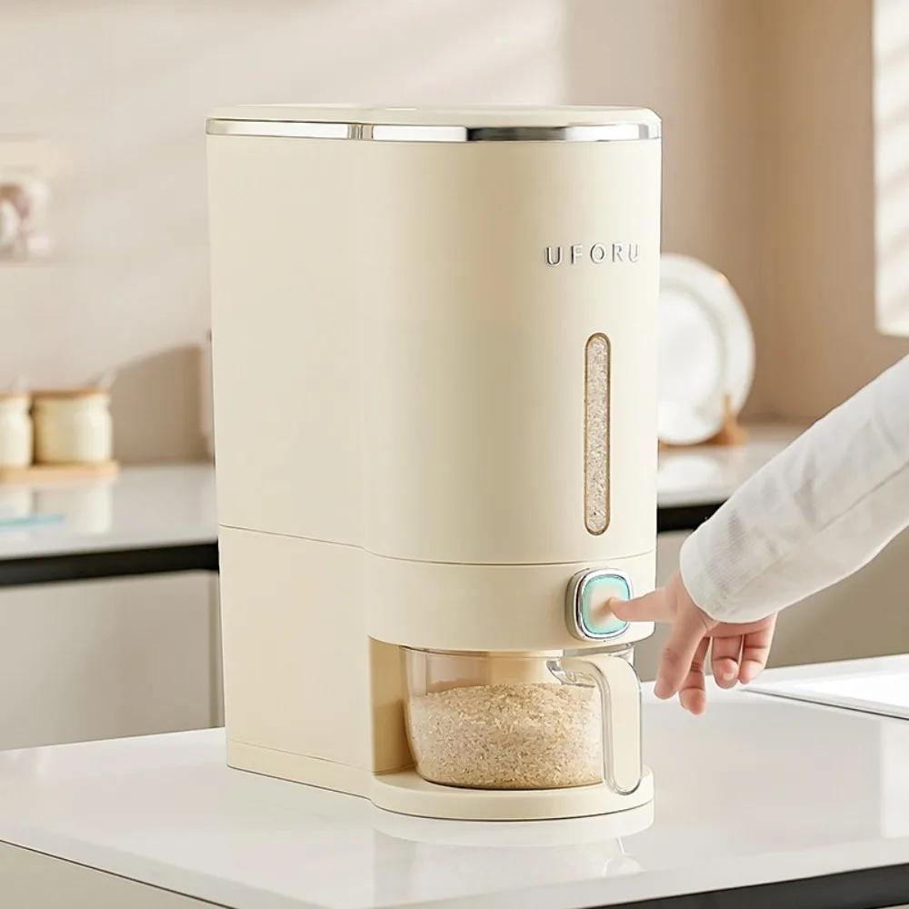 Kitchen Rice Container One Click Press Storage Household Spice Storage Organizer Moisture Proof Sealed Container Press Type Box