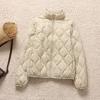 Women's Diamond Quilted Stand Collar Lightweight Down Jacket - Slim Fit, Plus Size, Warm Autumn/Winter Outerwear