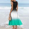 Ladies' gradient printed summer casual and fashionable sleeveless long dress
