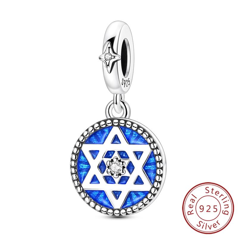 Blue Charm Bead Pendant 925 Silver Whale Shark Dolphin Snowflake Starry Sky Eye Charm fit Original Bracelet DIY Jewelry