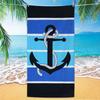 Classic Nautical Anchor Striped Beach Towel "Pacific Sailor" Print Fast Drying & Sandproof, Perfect For Beach Days Pool Parties