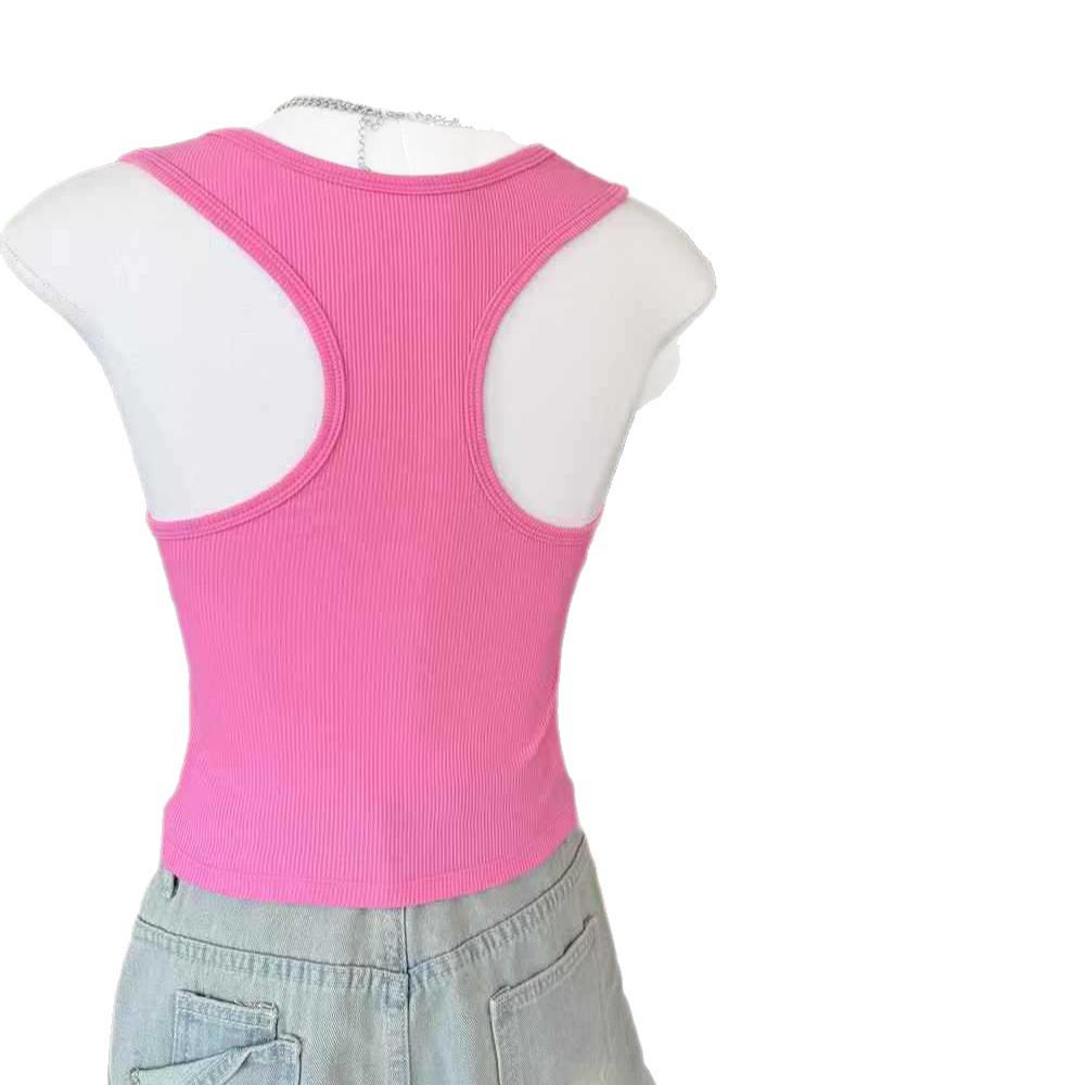 2025 Summer Women's Spicy American Candy Color Slim-Fit Square Neck Tank Top