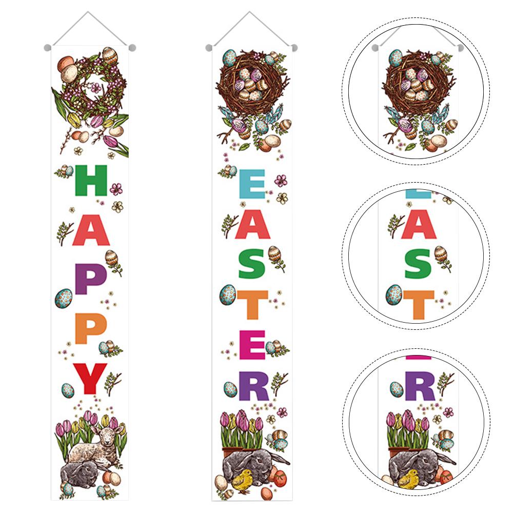 Oster-Couplets Veranda-Schilder Türflagge für die Festivaldekorationen Banner Vorderseite Oxford-Stoff Party