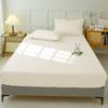 Waterproof Fitted Sheet Bedding Cover Bed Cloth Solid Color Mattress ,Soft Breathable Noiseless Bed Cover Deep Pocket Large Size