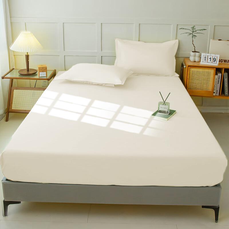 Waterproof Fitted Sheet Bedding Cover Bed Cloth Solid Color Mattress ,Soft Breathable Noiseless Bed Cover Deep Pocket Large Size