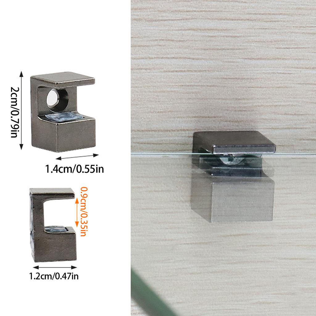 Set mit 4 verstellbaren Glasclips Zinklegierungsmaterialien Praktisch für 10 12mm Glaspaneele mit sicheren Feststellschrauben
