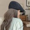Big Head Circumference Solid Color Versatile Warm Beret Korean High End Japanese Old Retro Front Hat Cotton Hat