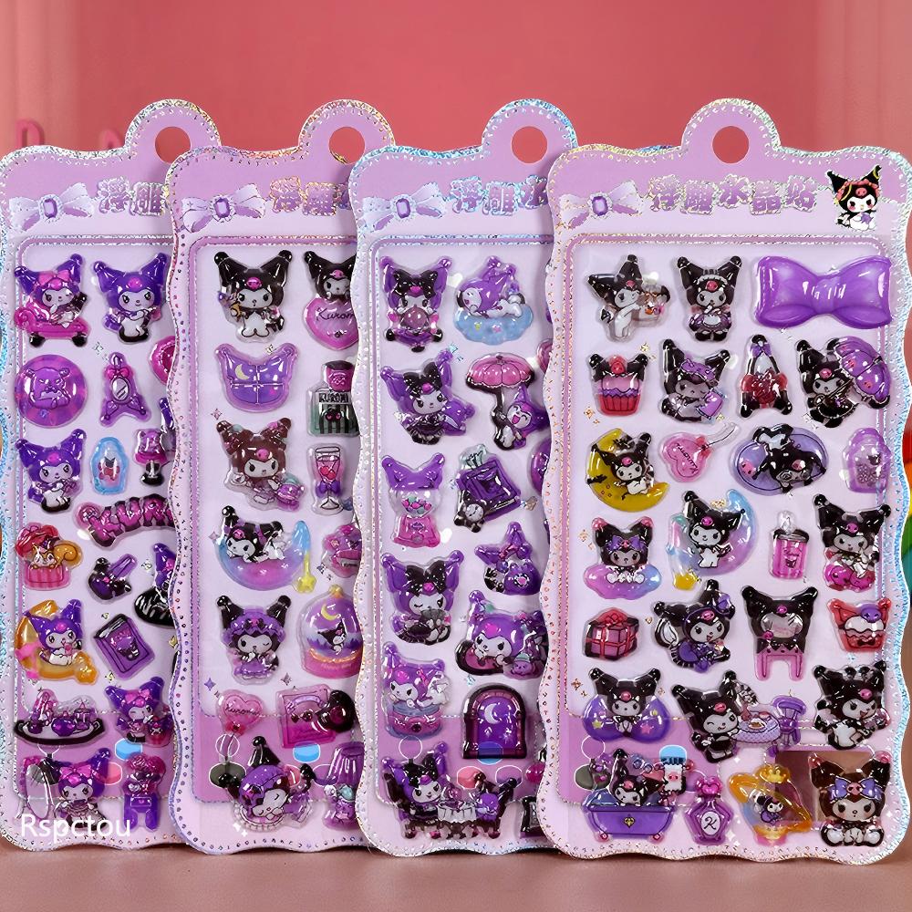 4pcs Cute Sanrio Kuromi My Melody Bubble Stickers Cartoon 3D Relief Puffy Sticker DIY Luggage Notebook Phone Decals Decoration