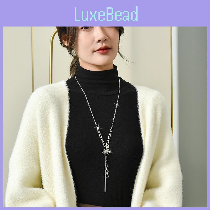 Elegant Long Crystal Necklace For Women In Stylish Geometric Design Perfect For Autumn Winter Wardrobe