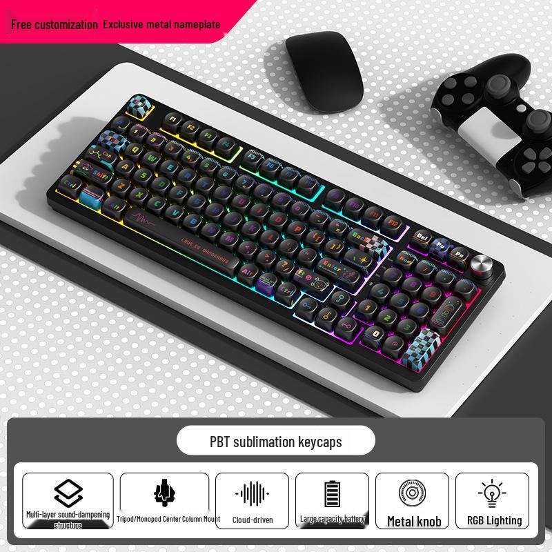 98-Key RGB Wireless Bluetooth Triple-Mode Mechanical Keyboard - Gaming, Esports & Office Customization Screen