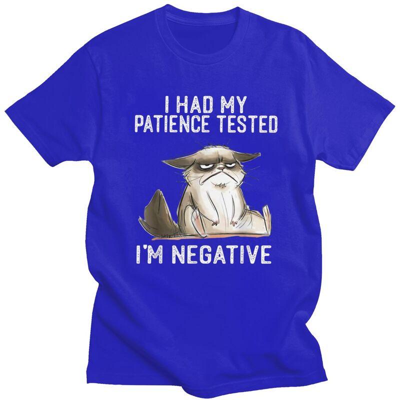 I Had My Patience Tested Im Negative Cat TShirt Pure Cotton Tee Tops Funny Sarcasm Joke Tshirt Casual ShortSleeve Clothing