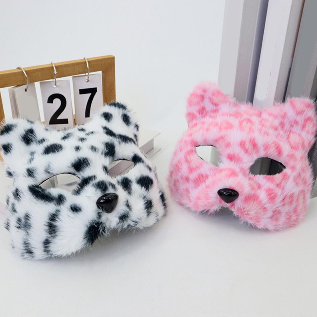 Maschera di Volpe Lupo Peluche Gatti Maschera Mezza Faccia Maschera per Occhi Volpi Gatti Lupo Costume Cosplay per Halloween Mascherate