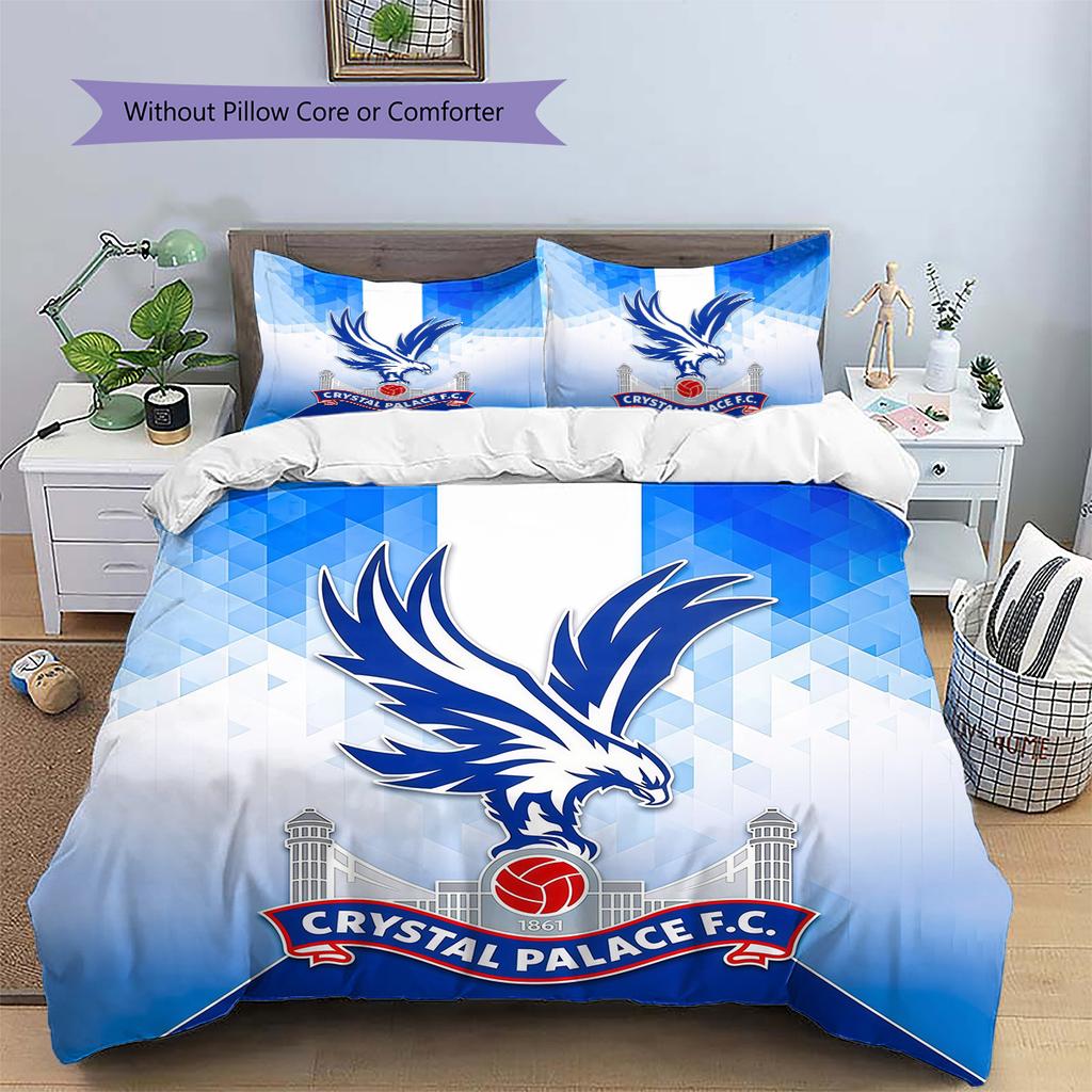 Crystal Palace F.C Pattern Bedding Quilt Set Home Decoration Gift (1 * duvet cover + 2 * pillowcase without core).xwn