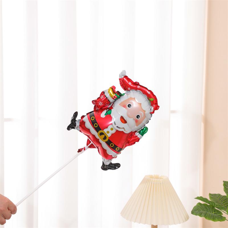 Santa Claus Christmas Decoration Balloons with Sticks and Small Gift Headbands for Kindergarten and Mall Scenes