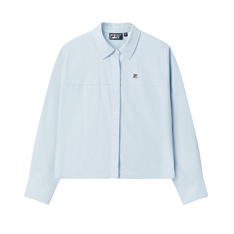 Fila Heritage Classic Simple Stretch Comfortable Loose Woven Long Sleeve Shirt Women Shirts F11W548406FLB