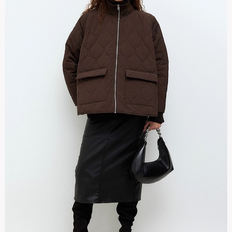 Za Autumn New Women clothes 2025 Western Style Fashion Large Profile Quilting Clip Thin Cotton Outerwear Cotton-padded jacket 1255574