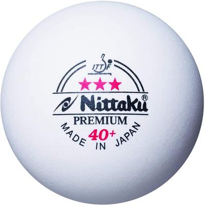 Nittaku Three Star Premium Table Tennis Officially Licensed Hard Pack of 3 Balls, Plastic, NB-1300, White, 40mm,