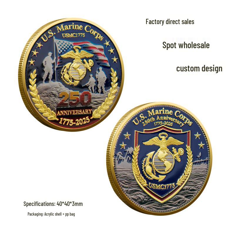 US Marine Corps Commemorative Gold Military Coin Medal золотой