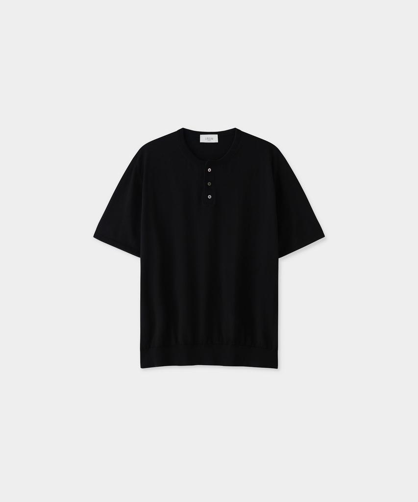 Jeilium Revo Summer Essential Henley Neck Half Knit Black (Dry Touch)