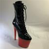 20Cm autumn and winter round head black red sole knight boots adhesive sole thin fashion low tube women's fashion