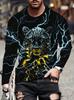 T-shirt a maniche lunghe da uomo Autunno Nuovo Stampa 3d Grafica Animale Leopardo T-shirt Primavera Casual Hip Hop Top Uomo Abbigliamento Oversize