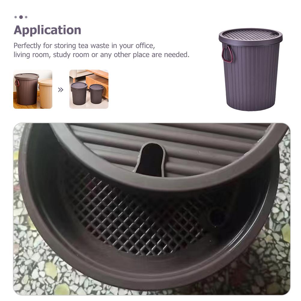 Tea Ceremony Storage Bins with Lids Garbage Container Tea Dregs Drainage Bucket Trash Can Waste Mini