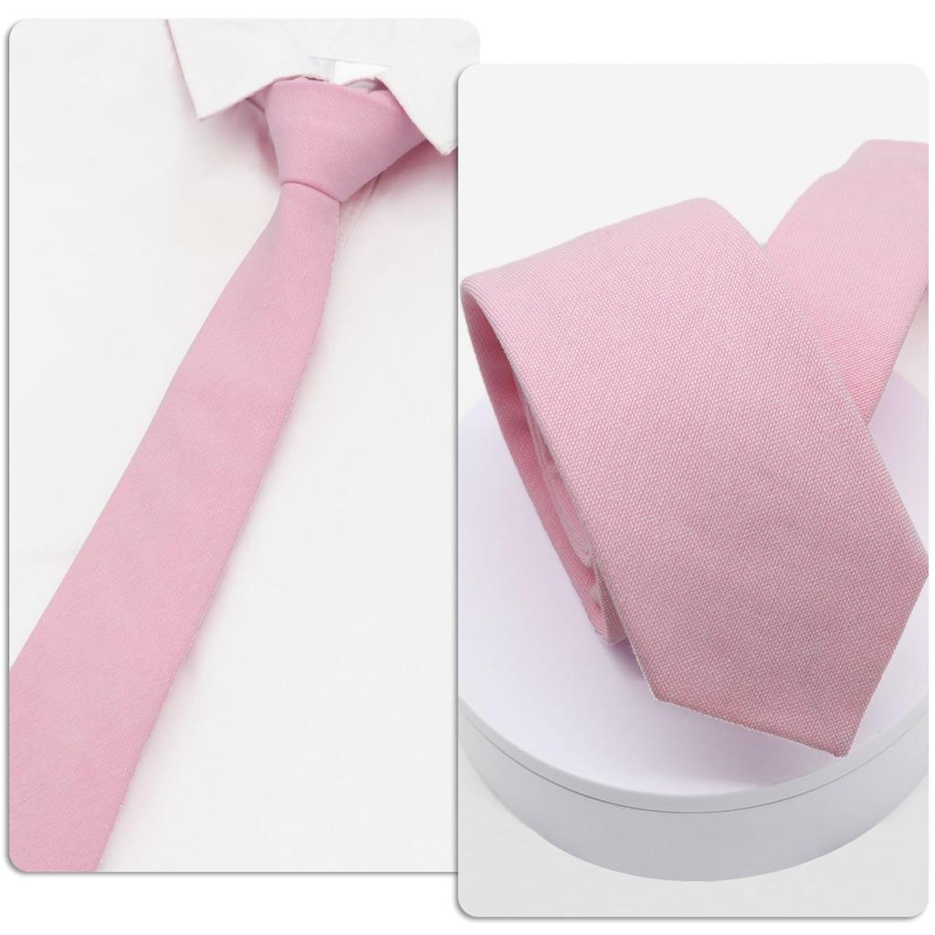 Stylish cotton necktie for business and weddings, blue, 145cm long, 6cm wide (pink)