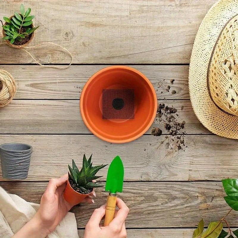 5pcs Flower Pot Hole Mesh Pad Bonsai Pot Bottom Grid Mat Bottom Mat Prevent Soil Loss Breathable Drainage Bottom Mat