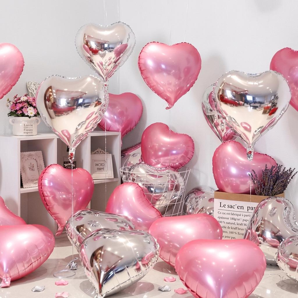 Love Heart Aluminum Foil Balloon for Weddings, Engagements, Proposals, and Birthday Decor.