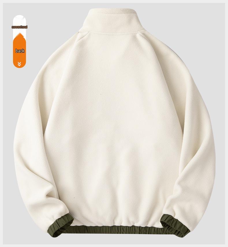 Chaqueta para hombre de forro polar grueso con bloques de color y cuello alto, top casual deportivo para otoño/invierno