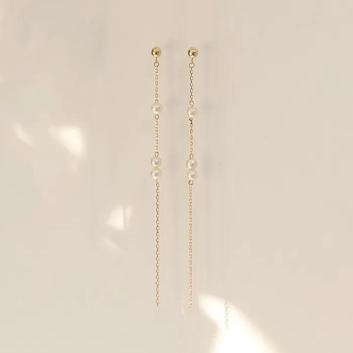 [14K] Freshwater Pearl Drop Earrings