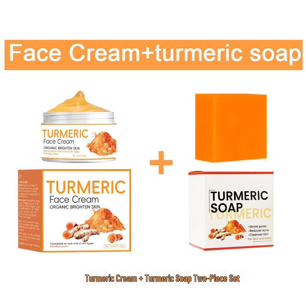 Turmeric Soap & Face Cream Set: Skin Brightening Handmade Soap & Care