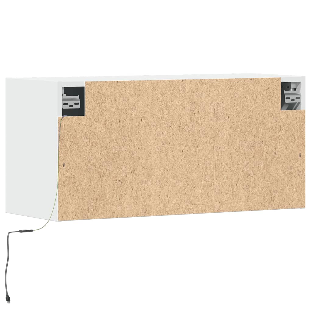 Wall Mounted TV Cabinet with LED Lighting White 80 x 31 x 38 cm