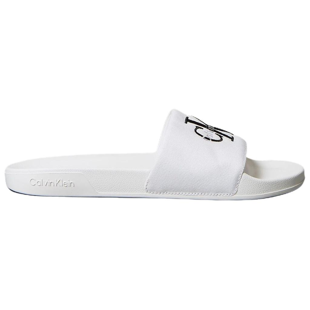 Calvin Klein Flat Round Toe Slide Sandals Men Footwear Bright-White YM0YM013930K4