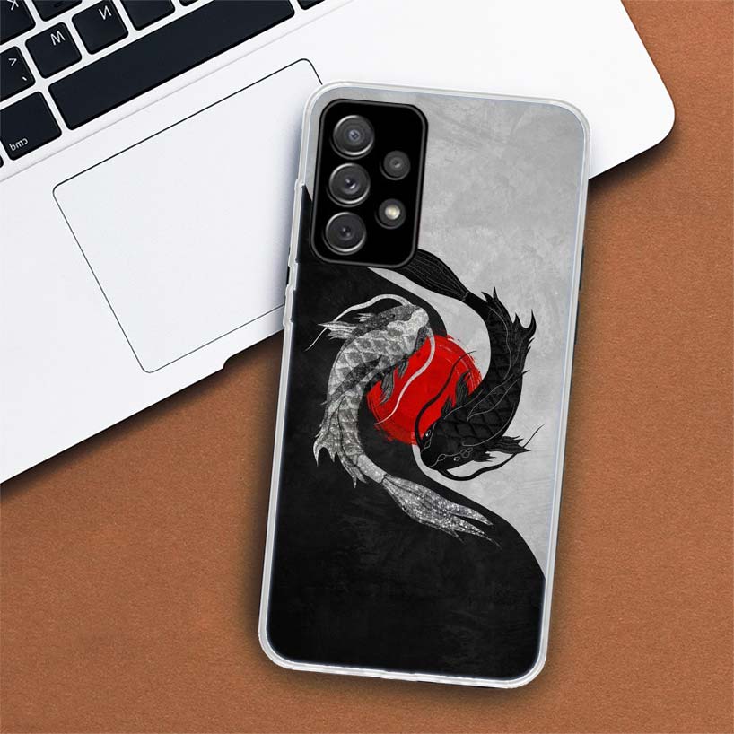 Japan Koi Fish Yin Yang Art Phone Case For Samsung Galaxy A51 A71 A50 A70 A40 A30 A20E A10 A41 A31 A21S A11 A01 A6 A8 + A7 A9 Pl