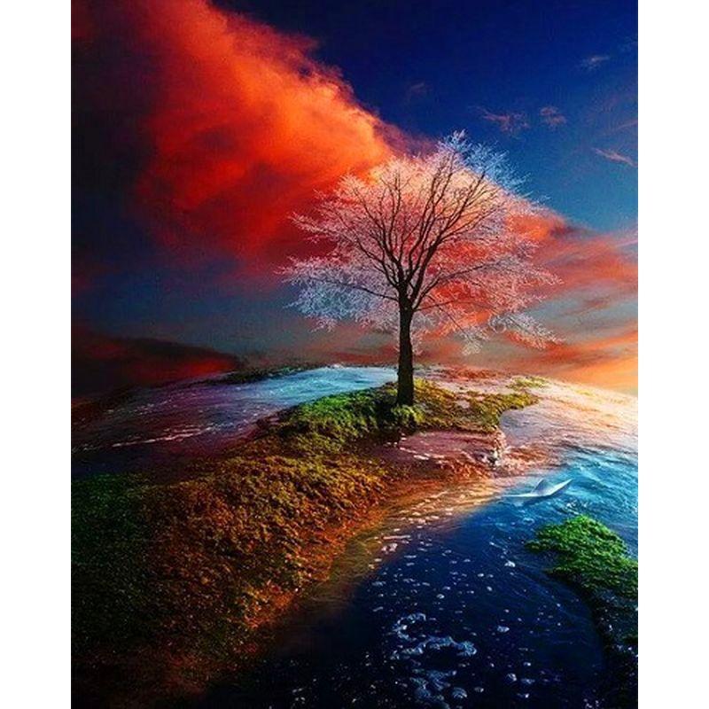 Diamond Embroidery Seaside Sunset Scenery Diamond Painting Light Full Round Mosaic Diy Art Handmade For Adults