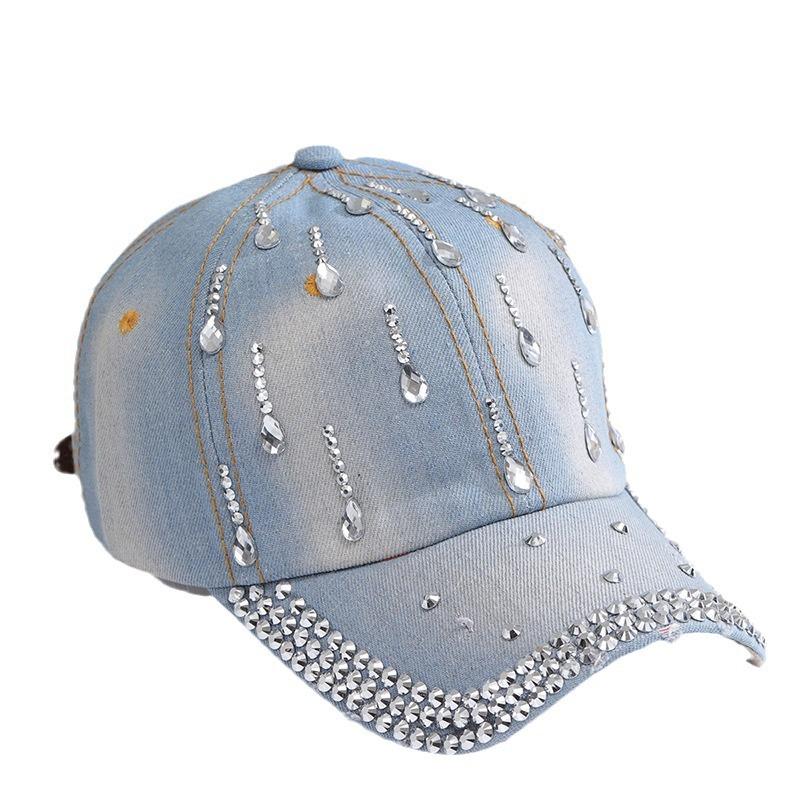 Hat Women's Fashion Versatile Rhinestone Butterfly Cap Spring and Summer Sunscreen Sun Hat Women's Diamond Baseball Cap