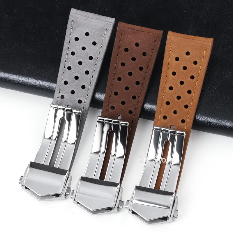 20mm 22mm Bracelet for Tag Heuer Connected 45 for Carrera for Monaco Leather Replace Band Frosted Cowhide Universal Accessory